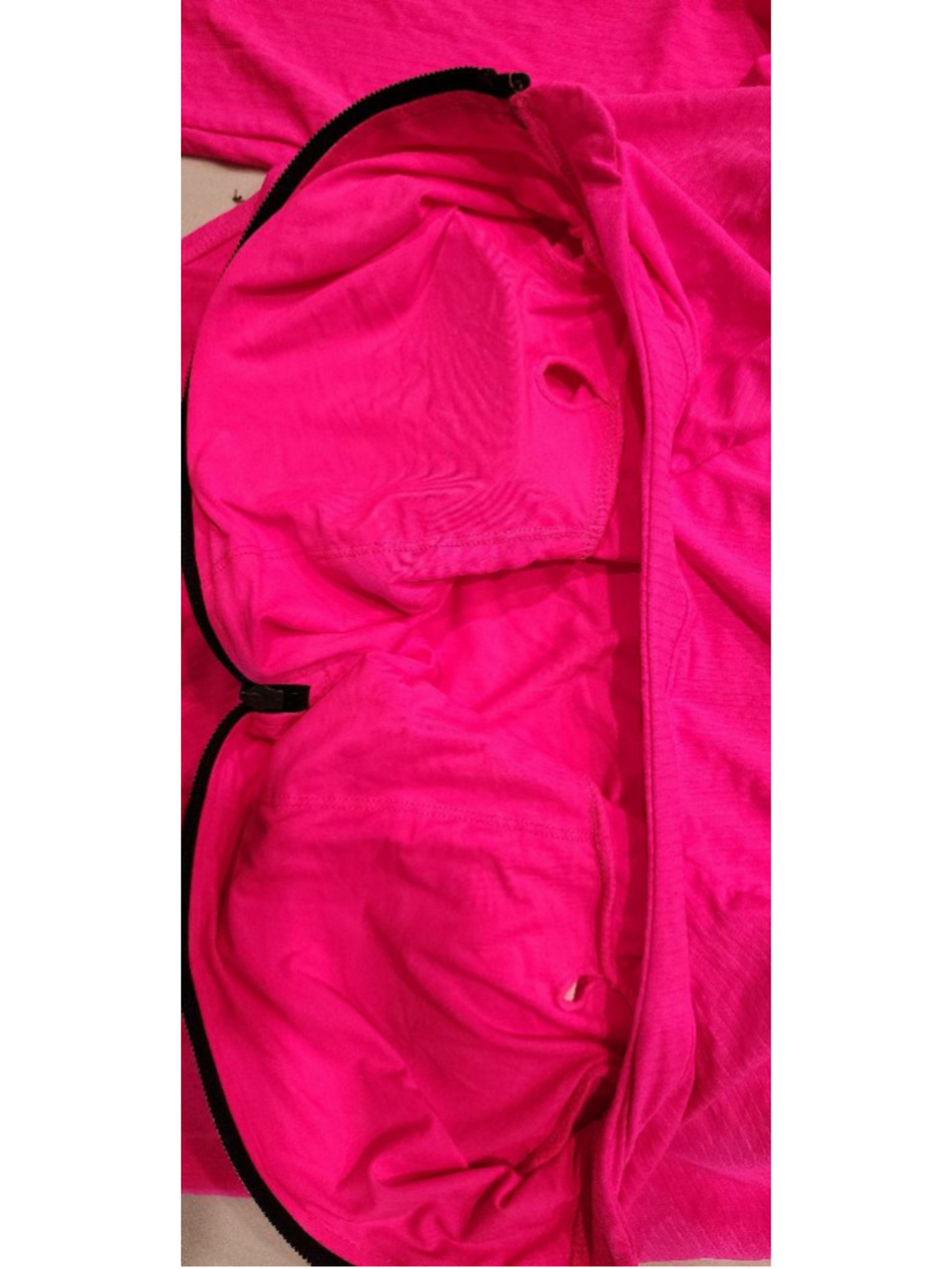 NWT YMI Knockout Pink Long Sleeve One Piece Swimsuit Black Zip Front Women’s L - Picture 3 of 9